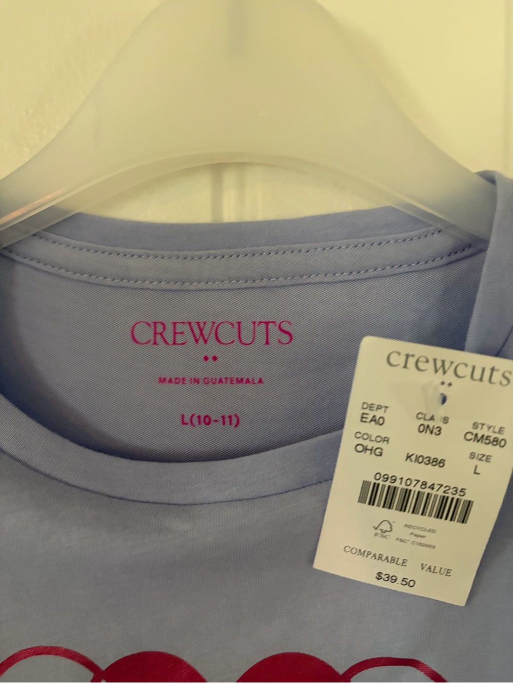 Crewcuts Lavender Long-Sleeve Tee with Metallic Pink Heart Grid - Picture 2 of 6